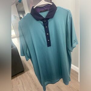 Men's Blue Striped Polo Shirt